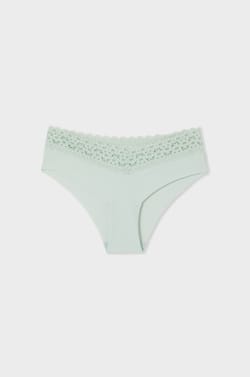 Hipster V-shape in microfibre and lace;${refinementColor}