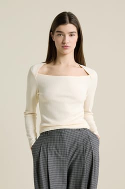 T-shirt manches longues encolure carr&eacute;e;${refinementColor}