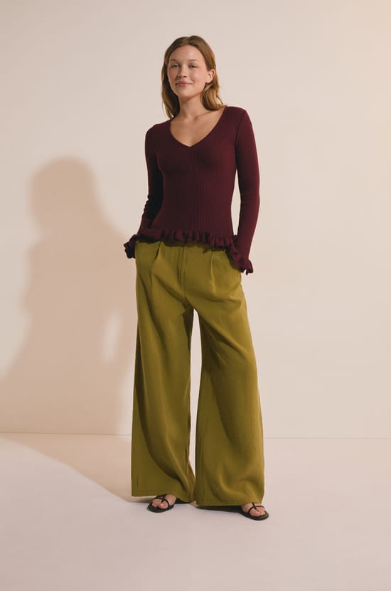 Pull col V avec d&eacute;tails manches;${refinementColor}