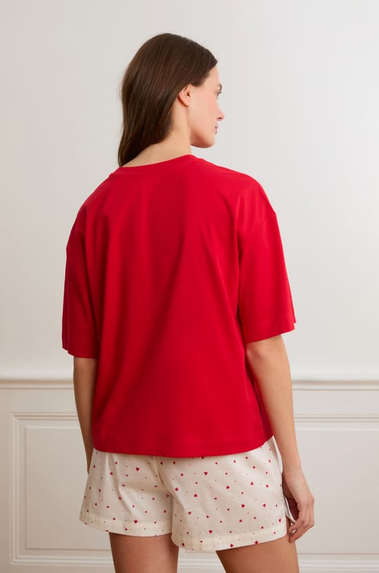 T-shirt manches courtes &agrave; inscripton "love is all" en coton;${refinementColor}