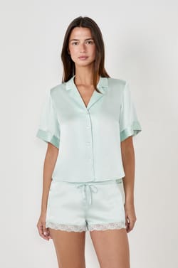 SPE PL - Chemise de pyjama manches courtes en soie;${refinementColor}