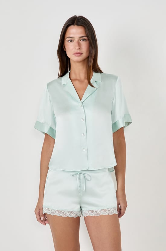 SPE PL - Chemise de pyjama manches courtes en soie;${refinementColor}