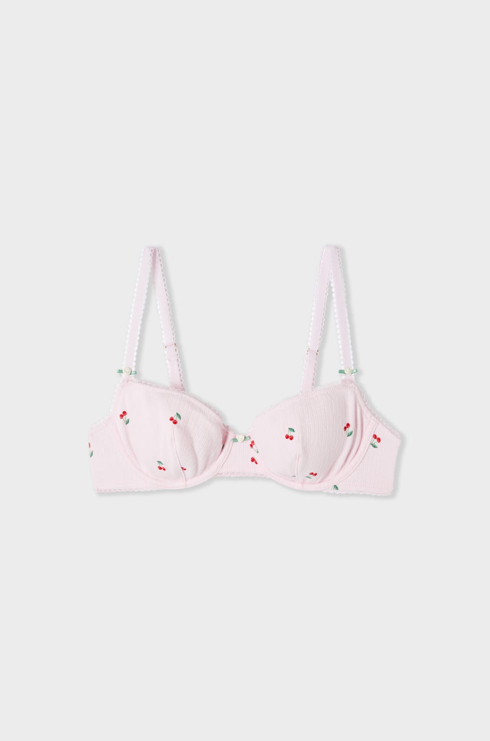 Soutien-gorge balconnet en coton pointelle &agrave; motifs;${refinementColor}