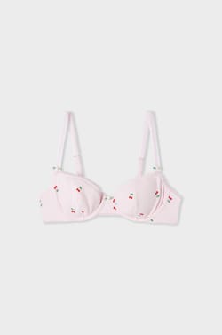 Soutien-gorge balconnet en coton pointelle &agrave; motifs;${refinementColor}