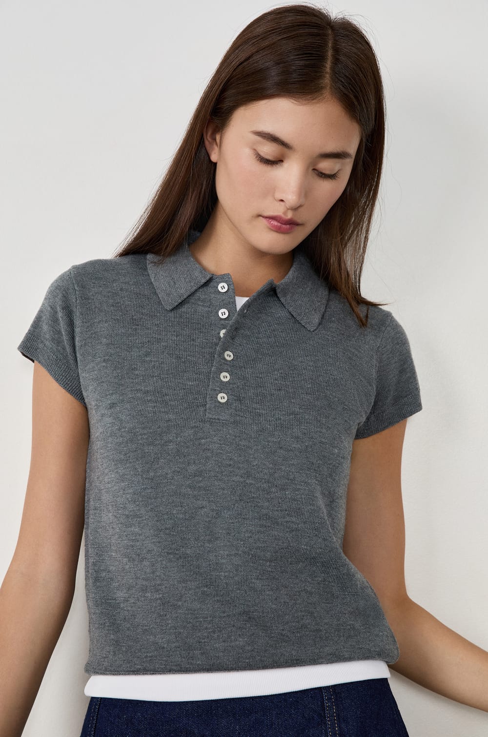 Polo manches courtes à boutons;${refinementColor}