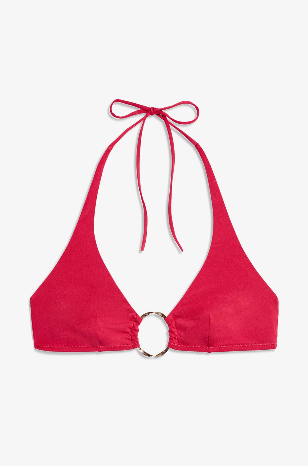 Ring Detail Triangle Bikini Top;${refinementColor}