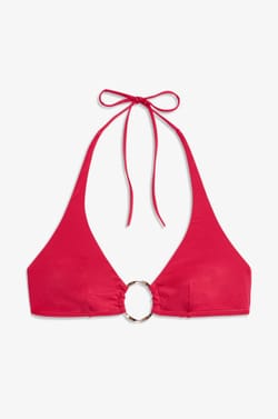 Ring Detail Triangle Bikini Top;${refinementColor}