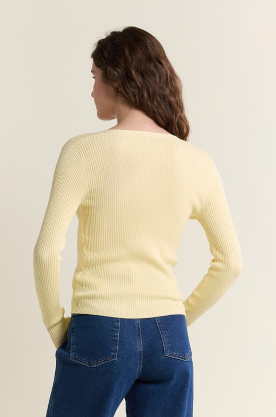 Pull cardigan manches longues en maille c&ocirc;tel&eacute;e;${refinementColor}