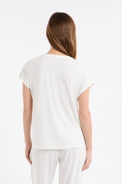 Top de manga corta liso de modal;${refinementColor}