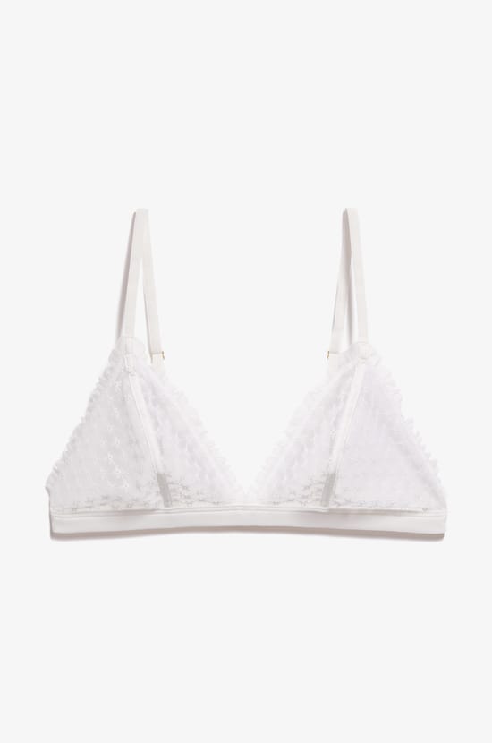 Embroidered Tulle Wireless Triangle Bra;${refinementColor}