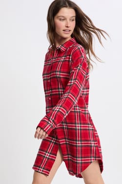 Chemise de nuit à carreaux en coton;${refinementColor}