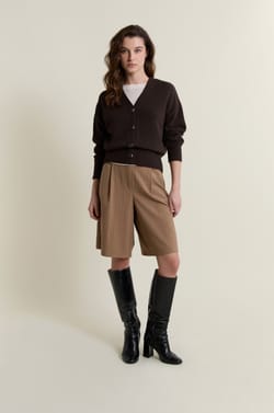 V-neck Cardigan with Cotton;${refinementColor}