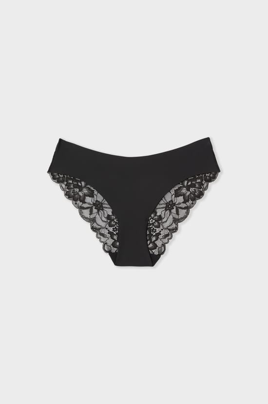 Culotte en microfibre d&eacute;tails dentelle;${refinementColor}