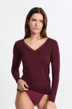 V-Neck Thermal Knit T-Shirt;${refinementColor}