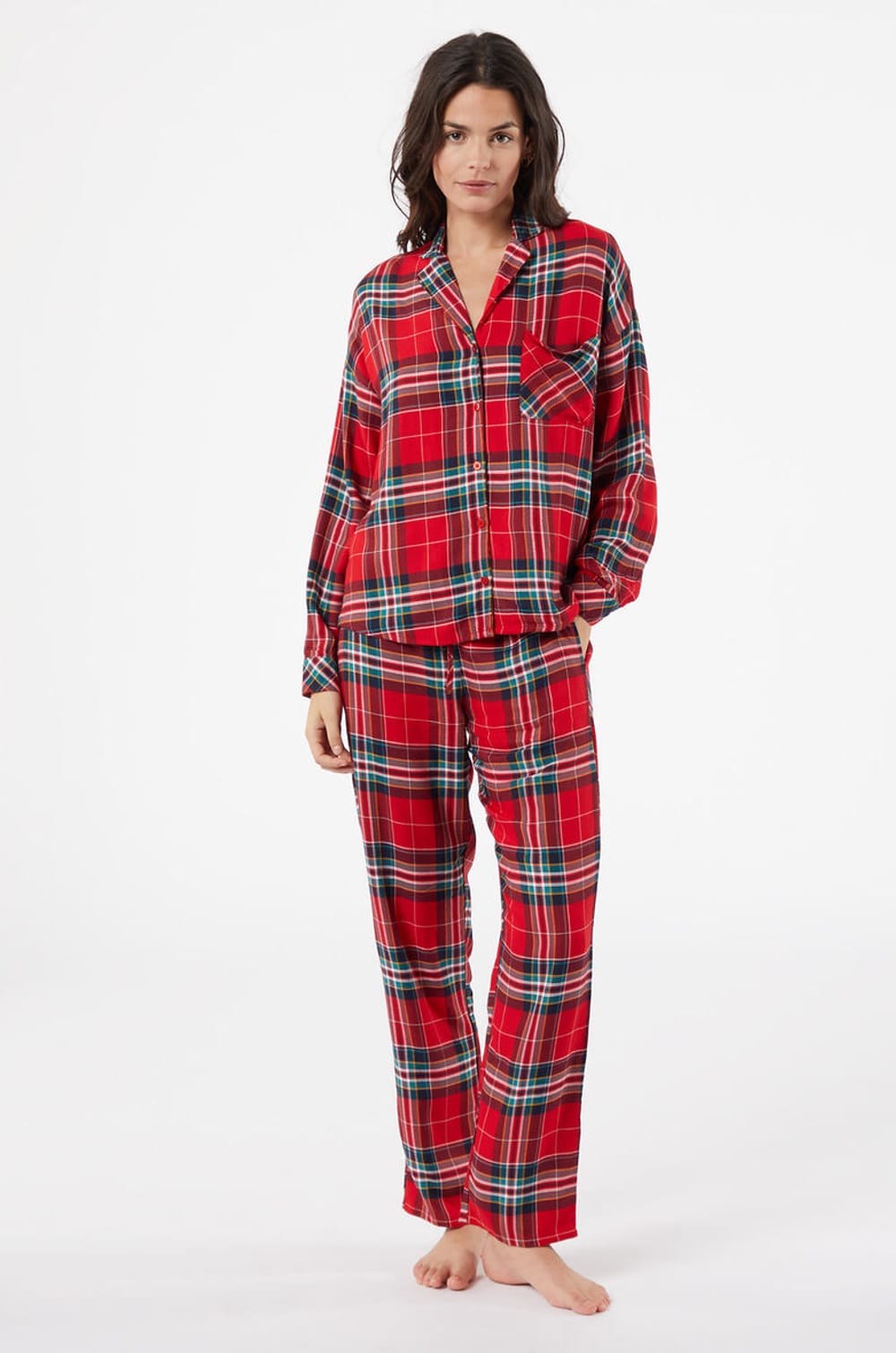 Ensemble de pyjama et poncho à carreaux;${refinementColor}