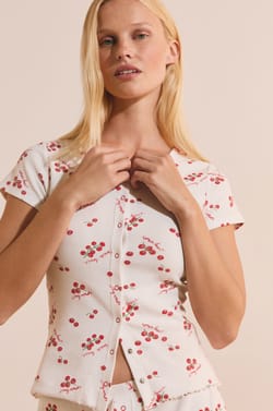 T-shirt de pyjama en coton &agrave; motifs tomates;${refinementColor}