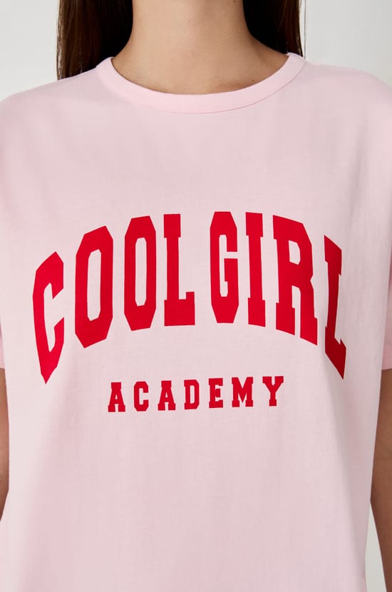 Cotton T-shirt with "Cool girl academy" print;${refinementColor}