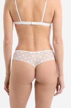 Tanga transparent à motifs pois;${refinementColor}