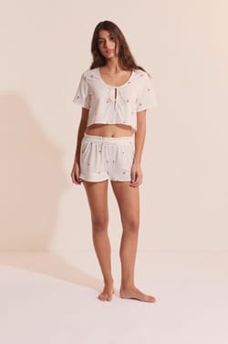 Top de pyjama en coton &agrave; motifs cerises;${refinementColor}