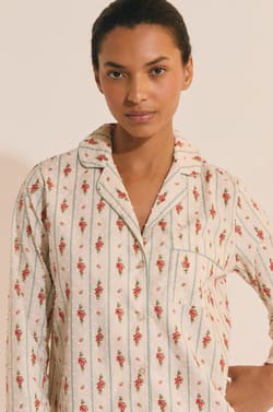 Chemise de pyjama &agrave; motifs fleuris en coton;${refinementColor}