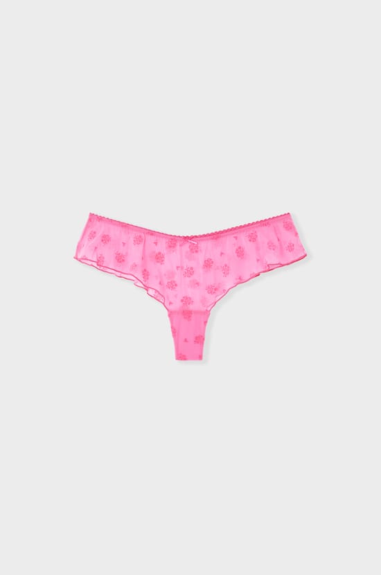 Shorty aus beflocktem Tüll;${refinementColor}