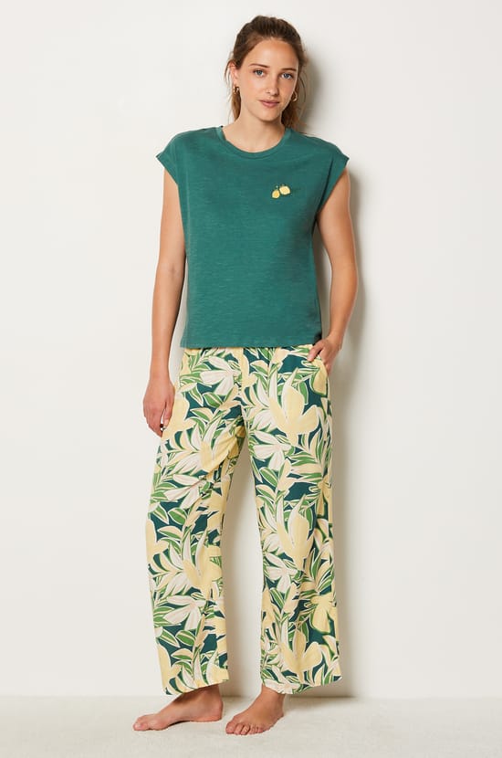 Cotton T-shirt with Lemon Detail;${refinementColor}