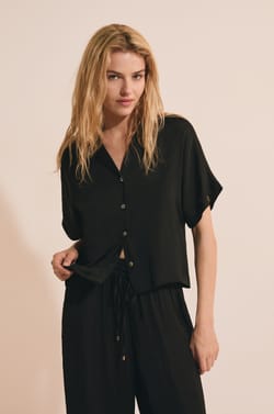 Satin Short-Sleeved Shirt;${refinementColor}
