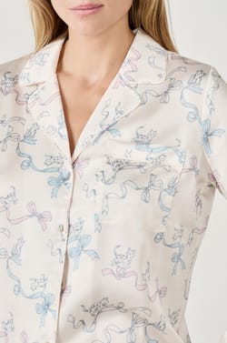 Chemise de pyjama imprimée satinée;${refinementColor}