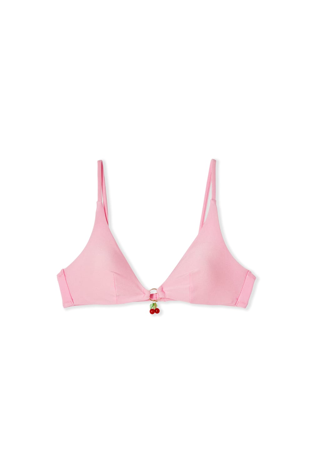 Bikini Top Triangle Satin with Cherry Charm;${refinementColor}