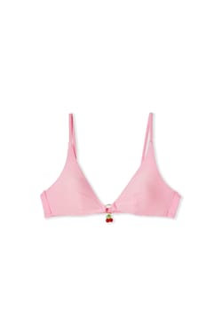 Bikini Top Triangle Satin with Cherry Charm;${refinementColor}