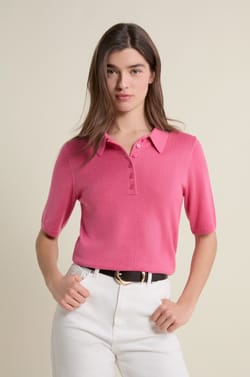 Short-sleeved Polo Neck Sweater;${refinementColor}