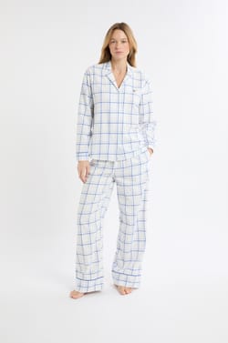 Camisón de algodón a cuadros;${refinementColor}