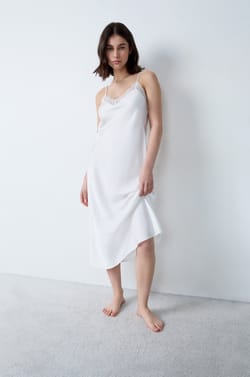 Long Satin Nightdress With Lace Details;${refinementColor}