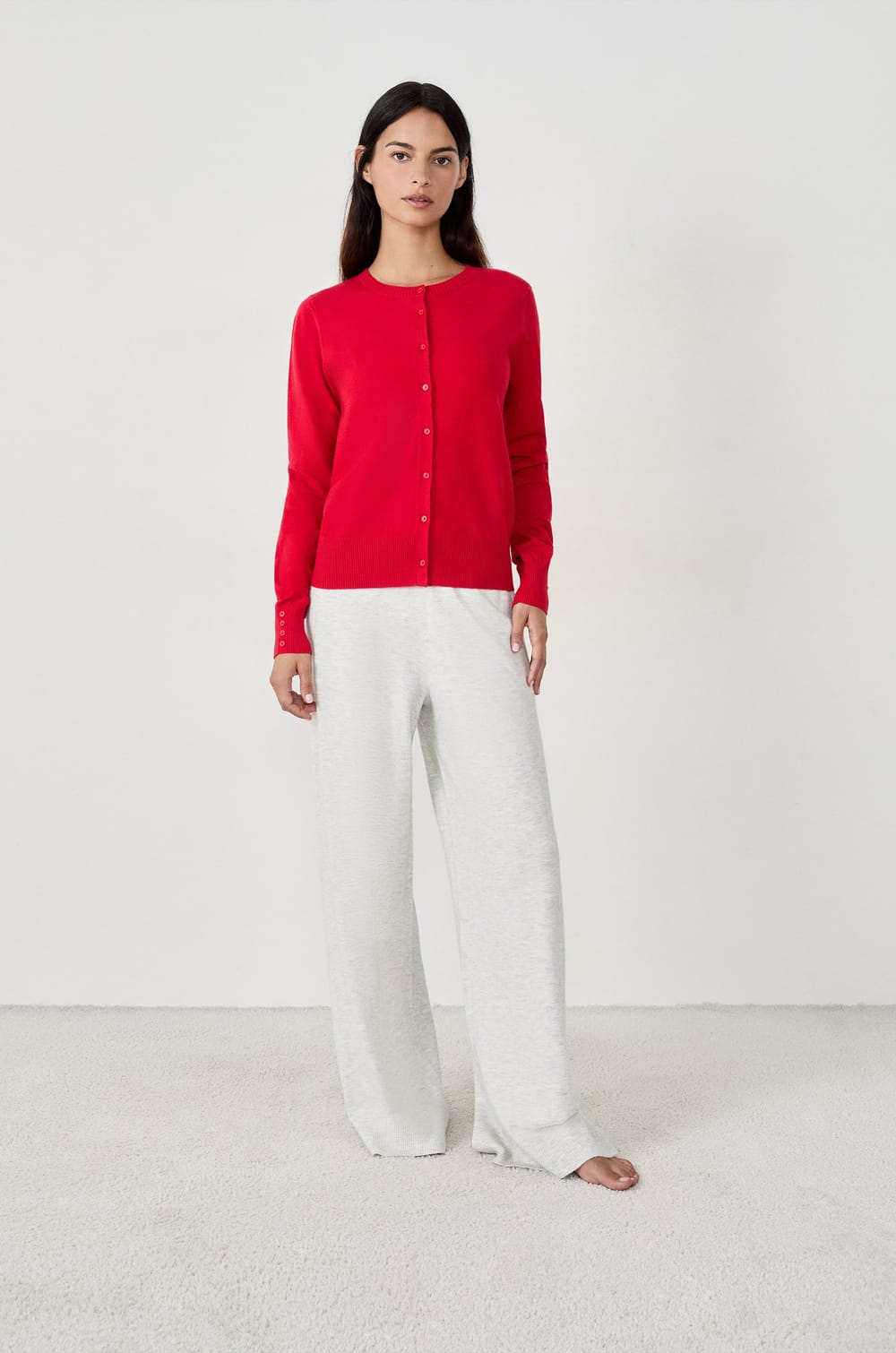 Long-sleeved cardigan with buttons;${refinementColor}