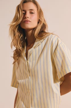 Chemise de pyjama en coton &agrave; rayures;${refinementColor}
