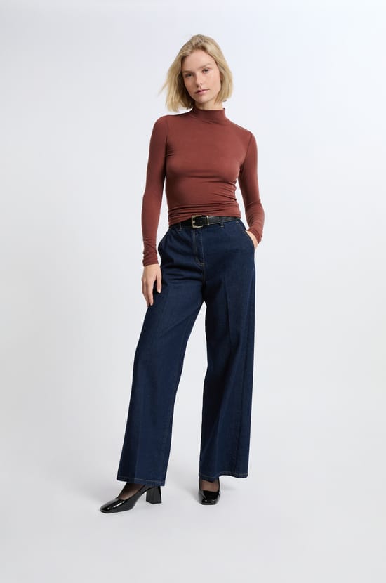 T-shirt manches longues col montant avec laine;${refinementColor}