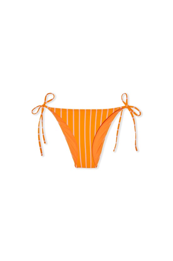 Striped Tie-Side Bikini Bottom;${refinementColor}
