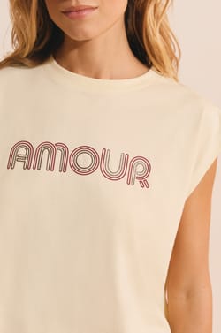 T-shirt sans manches avec inscription "amour" avec coton;${refinementColor}