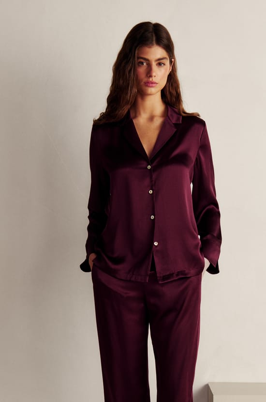 Chemise de pyjama en soie;${refinementColor}