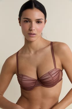 Balconette Bra with Lightly Lined Cups in Tulle;${refinementColor}