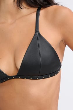 Leather Triangle Bra;${refinementColor}