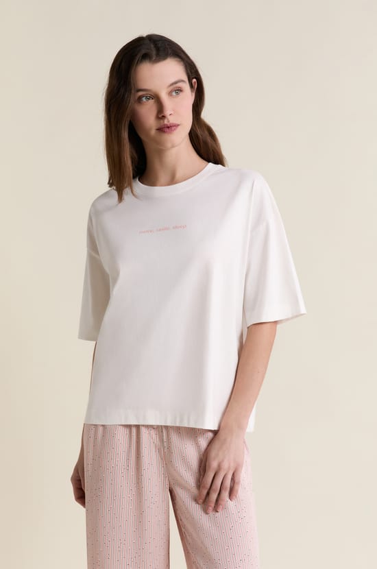 T-shirt de pyjama manches courtes en coton;${refinementColor}
