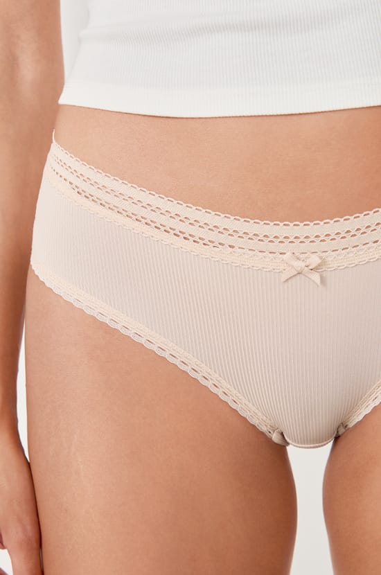 Microfiber Boyshorts With Lace Details;${refinementColor}