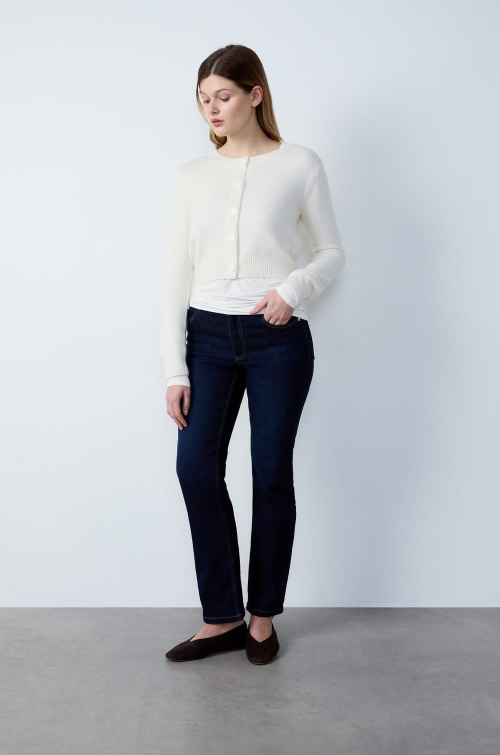 Short Buttoned Cardigan;${refinementColor}