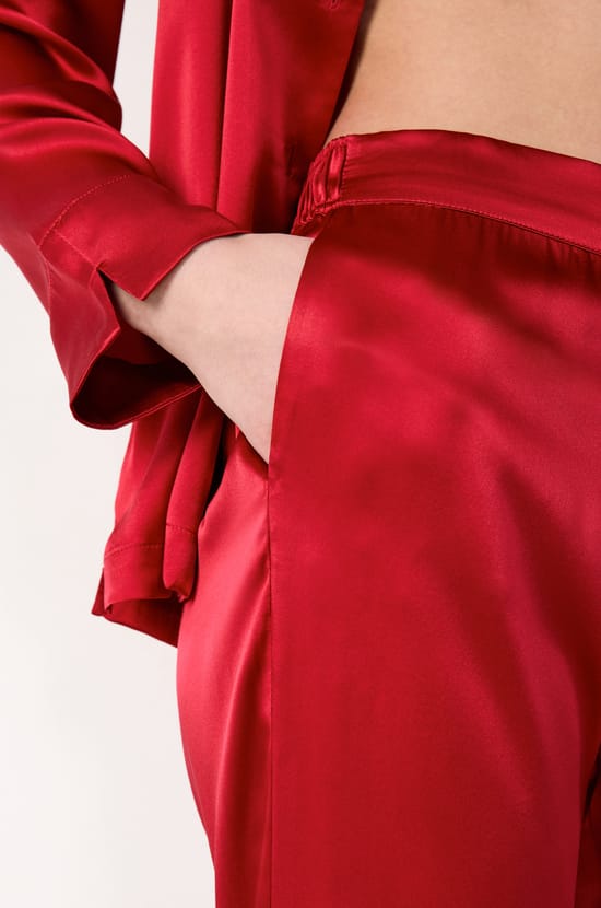 Pantalon de pyjama en soie;${refinementColor}