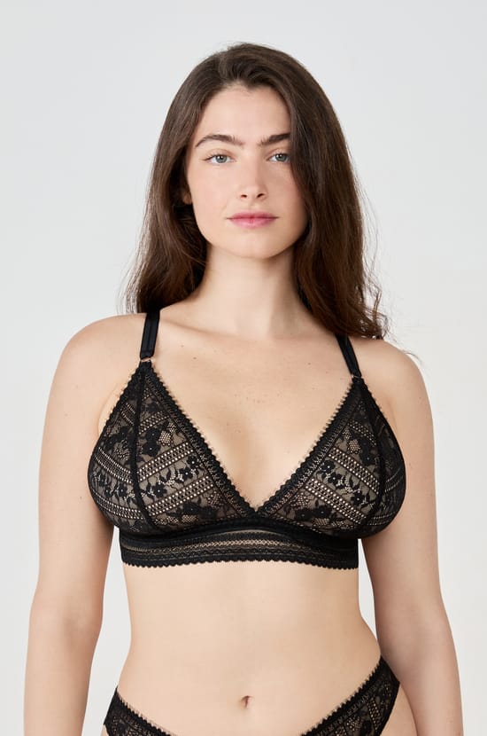 Wireless Triangle Lace Bra;${refinementColor}