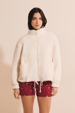 Veste polaire oversize &agrave; col montant avec cordon;${refinementColor}