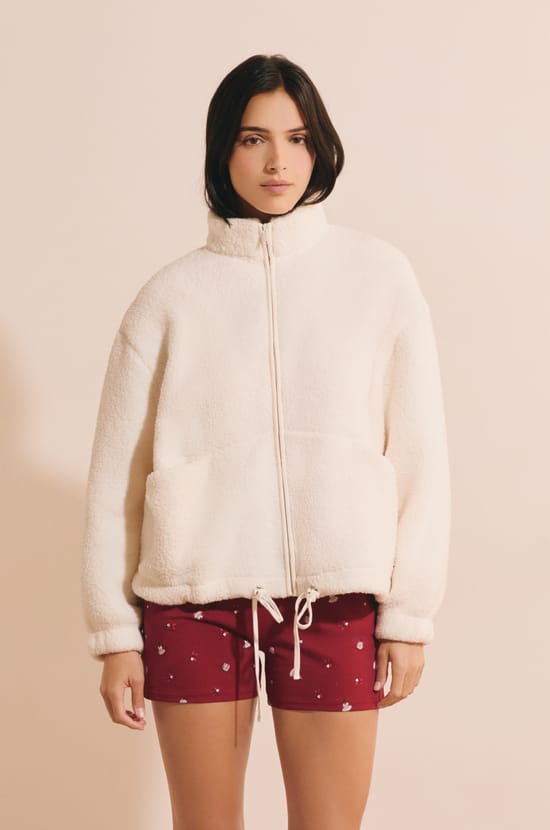 Veste polaire oversize &agrave; col montant avec cordon;${refinementColor}
