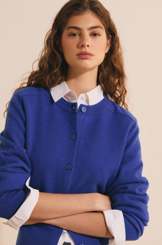 Cardigan &agrave; manches longues 100% cachemire;${refinementColor}