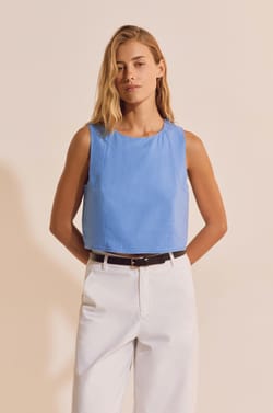 Top sans manches avec lin;${refinementColor}